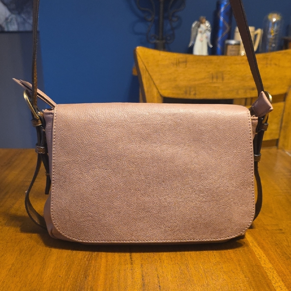 Joy Susan Mauve Pink Crossbody Bag with Brown Strap